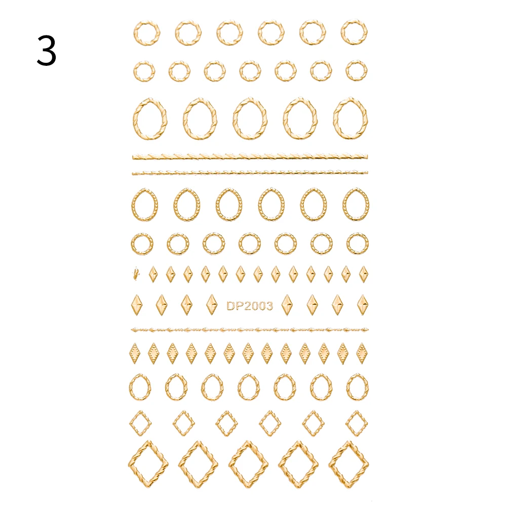 Pattern 3 Золотой стикеры 3D на ногти Nail Art, смешанный геометрический дизайн, наклейки для ногтей, украшения, маникюрные принадлежности - Цвет: Pattern 3