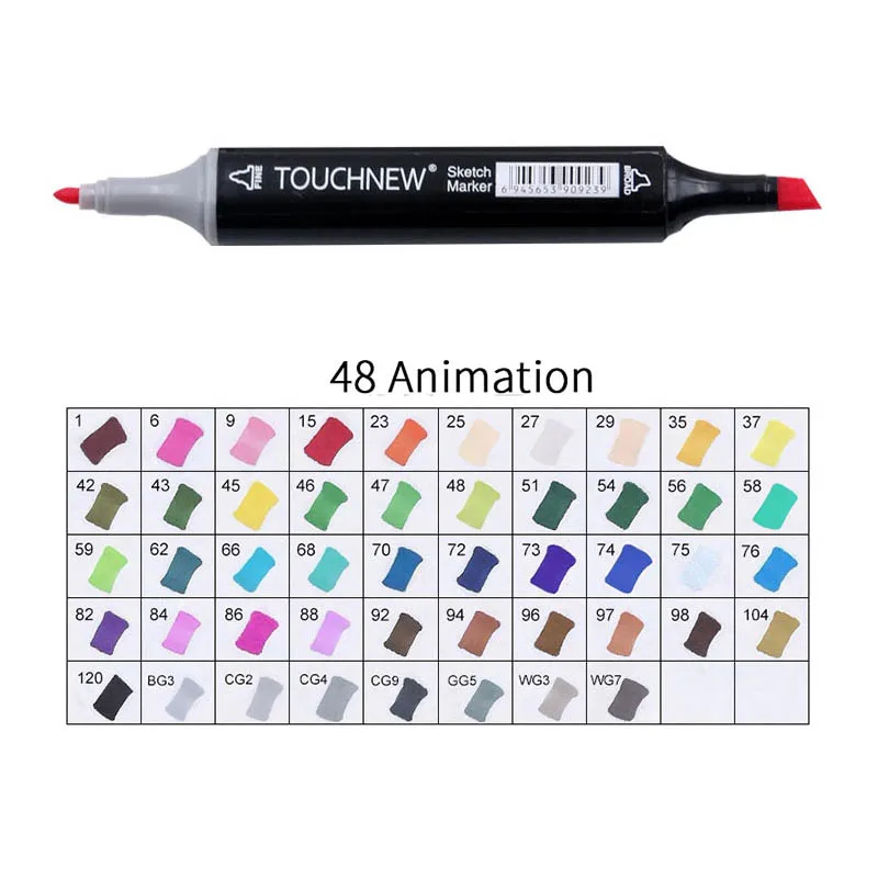 black 48 Animation Touchnew Набор цветных копировальных маркеров спиртовые ручки, маркеры для рисования товары для рукоделия кисть манга для рисования акриловый дизайнерский набор ручек для студентов - Цвет: black 48 Animation