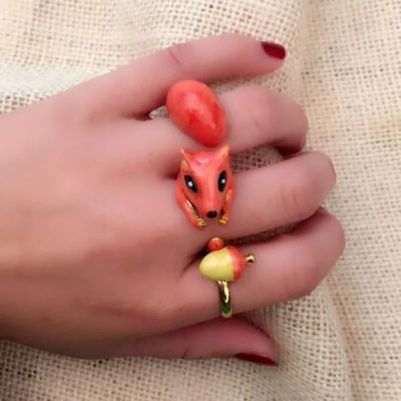 Мультфильм животных капающая белка Bijuterii 3 рис/сидячие Колечки bague lots sortijas ajustables
