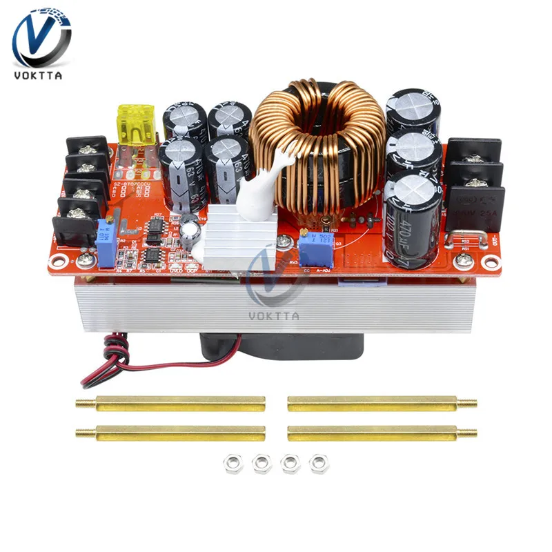 1500W 30A Voltage Step Up Converter Boost CC CV Power Supply Module Constant Current DC-DC 10-60V to 12-97V Fan | Обустройство дома