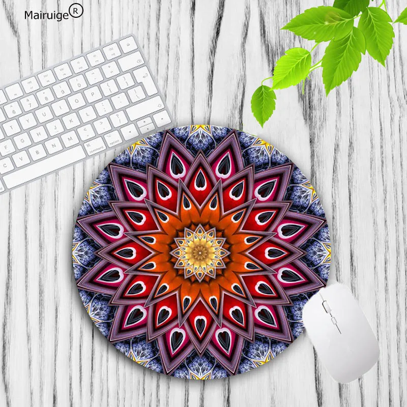No Lock Edge 20X20CM Mairuige игровой коврик для мыши 20*20 см 22*22 см мягкий резиновый Мандала изображение комфортный игровой коврик для мыши компьютерный ноутбук круглый коврик для мыши - Цвет: No Lock Edge 20X20CM