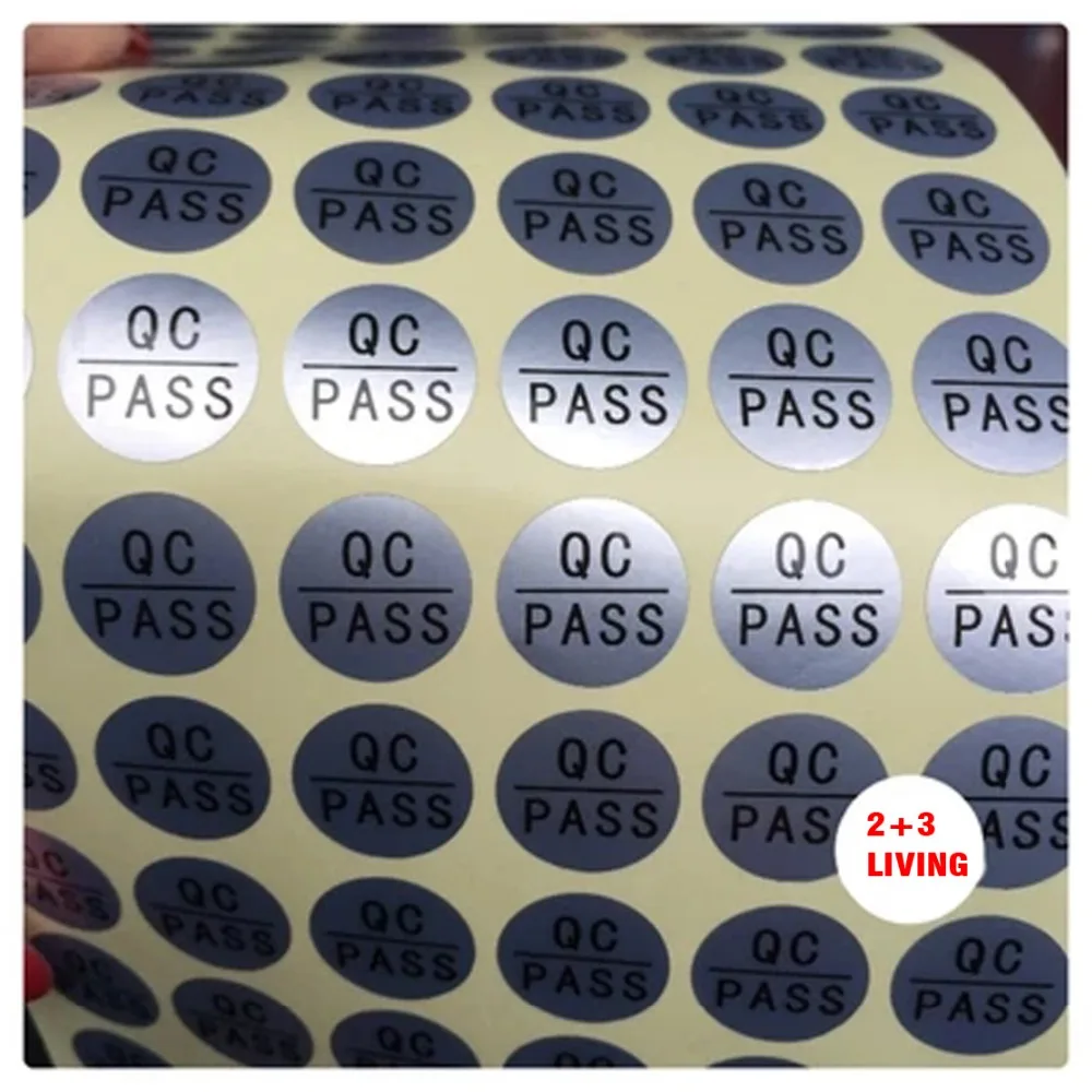 QC Adhesive Label Sticker Custom PASS Stickers 750pcs/lot Silver Color Round PET Warranty | Дом и сад