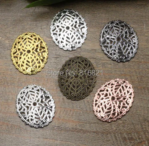 Винтажные овальные соединители для волос из филиграни с разноцветным