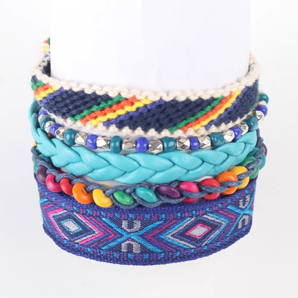 Newei 2017 горячее плетение бисера ручной работы кожаные браслеты для женщин