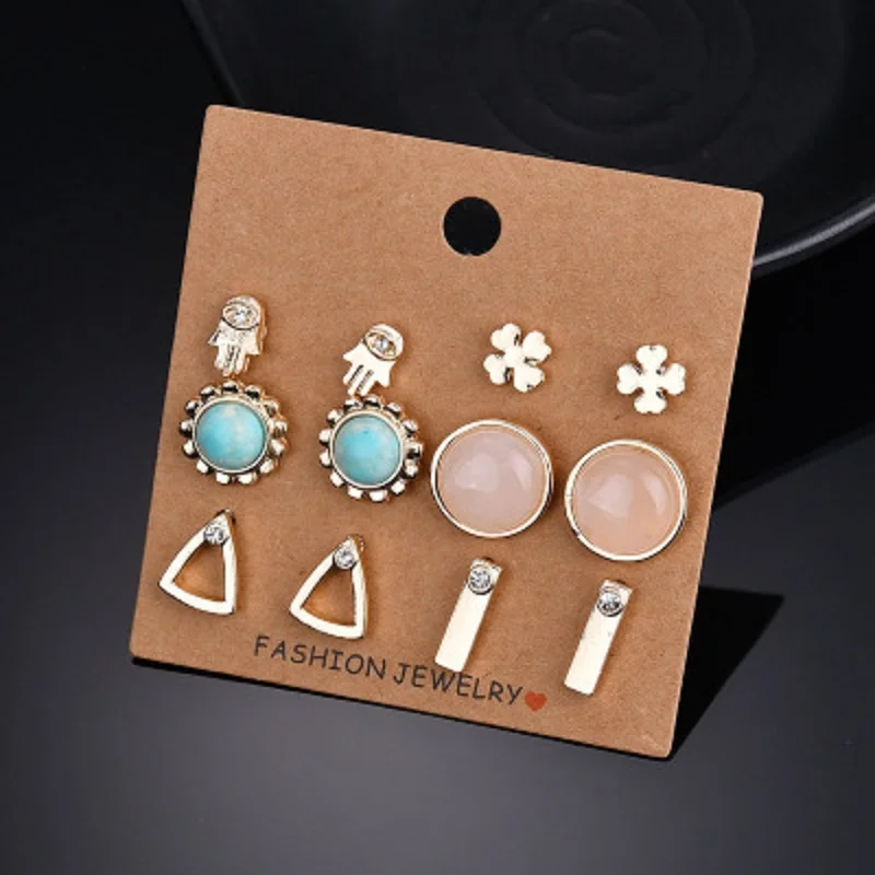 Multiple Fashion Decorated Ear Personality Simple Sweet Gift Geometric Charm Crystal Jewelry Girl Shiny Stylish Earrings Studs | Украшения