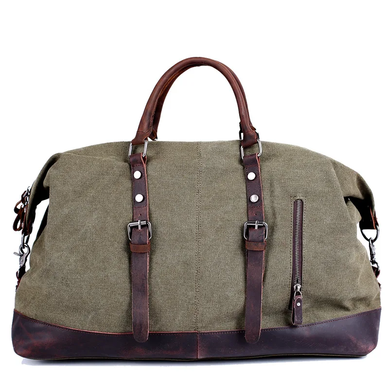 Винтажные холщовые мужские сумки мессенджеры из натуральной воловьей кожи