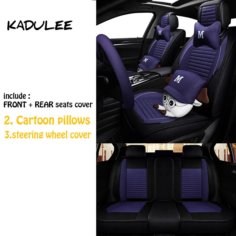 KADULEE льняные автомобильные чехлы для сидений для lada granta priora kalina largus xray для lada 2114 renault logan автомобильные аксессуары для укладки - Название цвета: blue