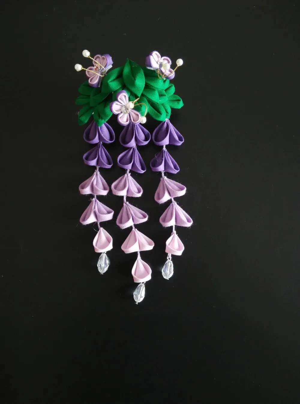 LALAVARA невесты wisteria кимоно Kanzashi заколки для волос фиолетовые желтые, розовые, белые зеленые цветы аксессуары для волос