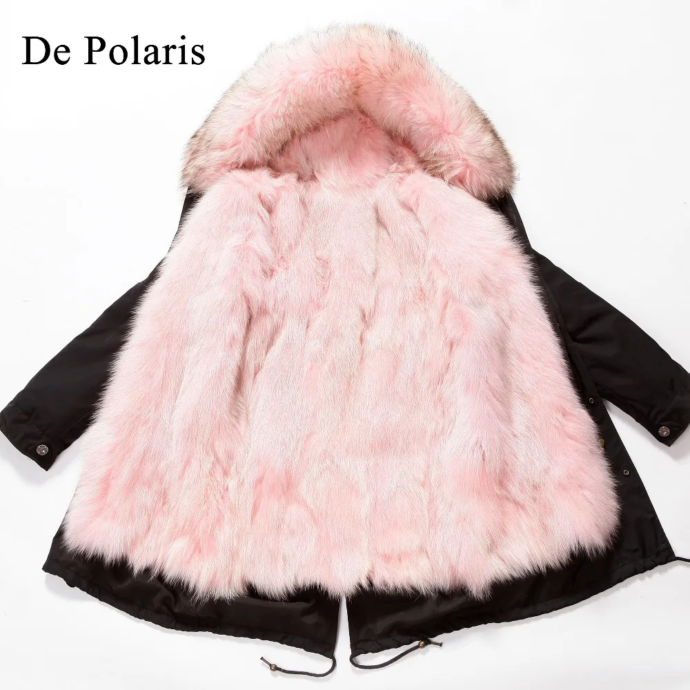 Парка женские натуральные меха лисы лайнер 2018 капюшоном пальто с мехом парки