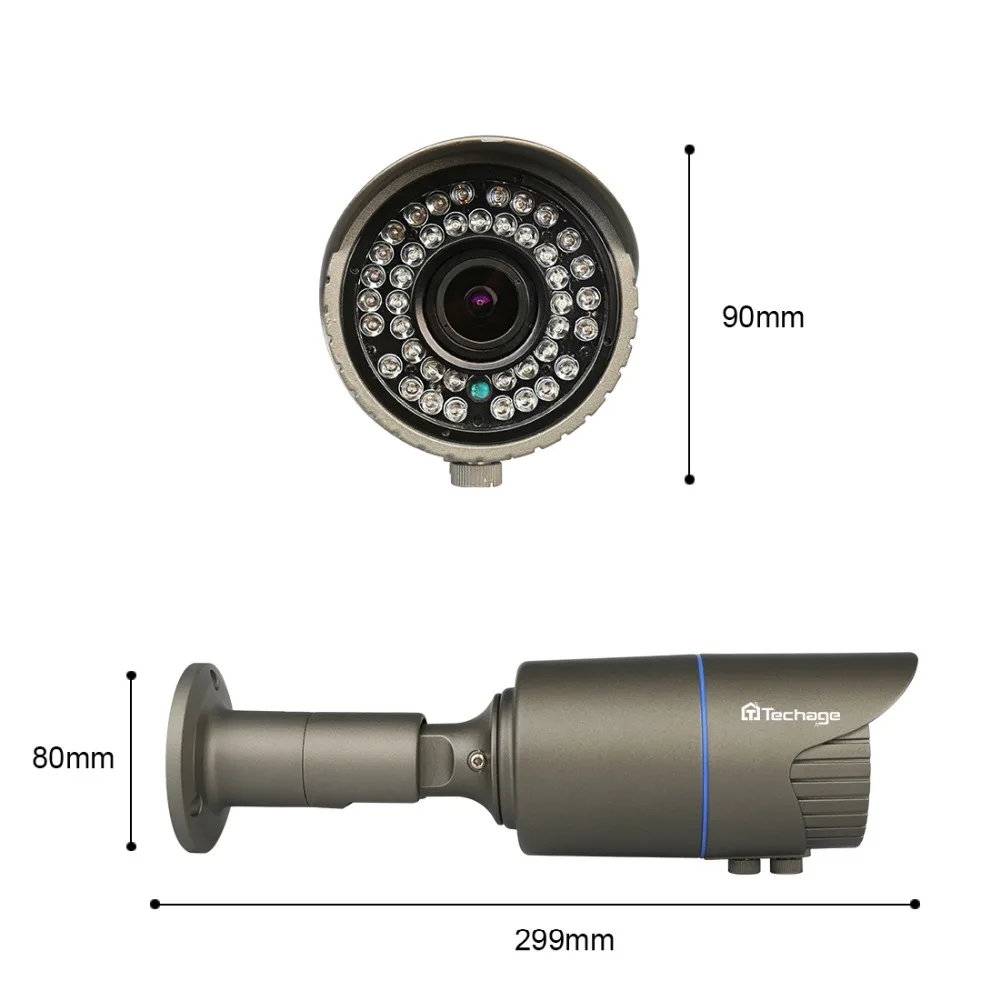 Techage 2.0MP 4.0MP 2 8 12 мм варифокальный объектив 48 В POE IP камера наружная