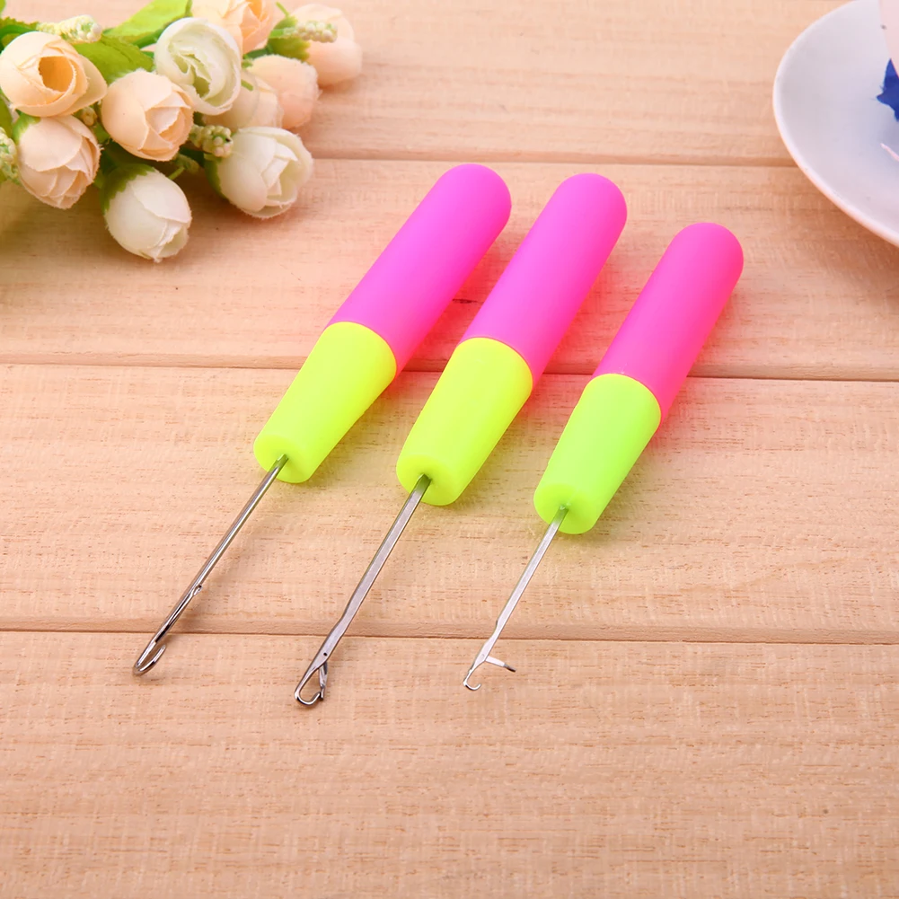 Набор стальных крючков для вязания 3 шт. шаблон сгибания Пластиковой ручки иглы