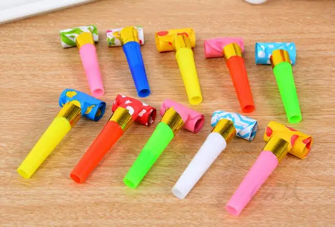 Маленькие многоцветные вечерние свистки для детей на день рождения украшения