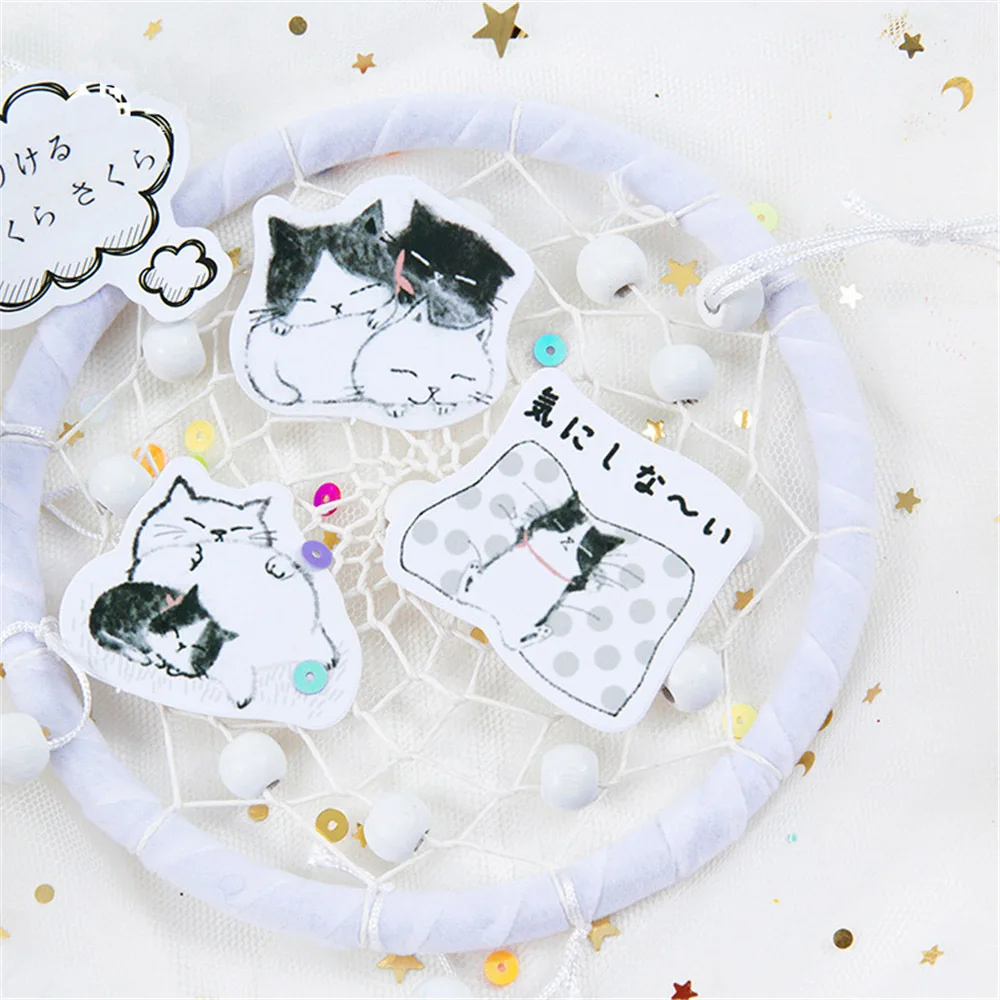 45 шт. черно-белые наклейки для кошек Kawaii Канцелярские товары Papeleria DIY Скрапбукинг