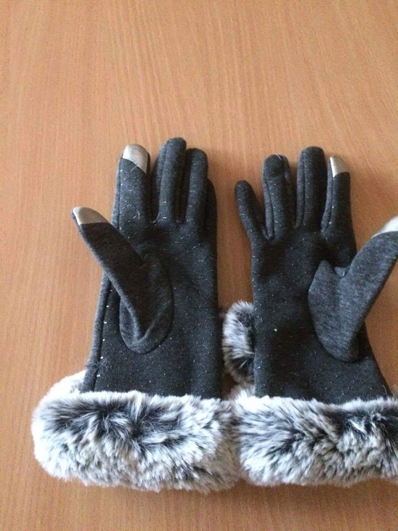 Теплые зимние женские короткие шерстяные перчатки с искусственным кроличьим мехом мягкие митенки, перчатки женские теплые перчатки для вождения