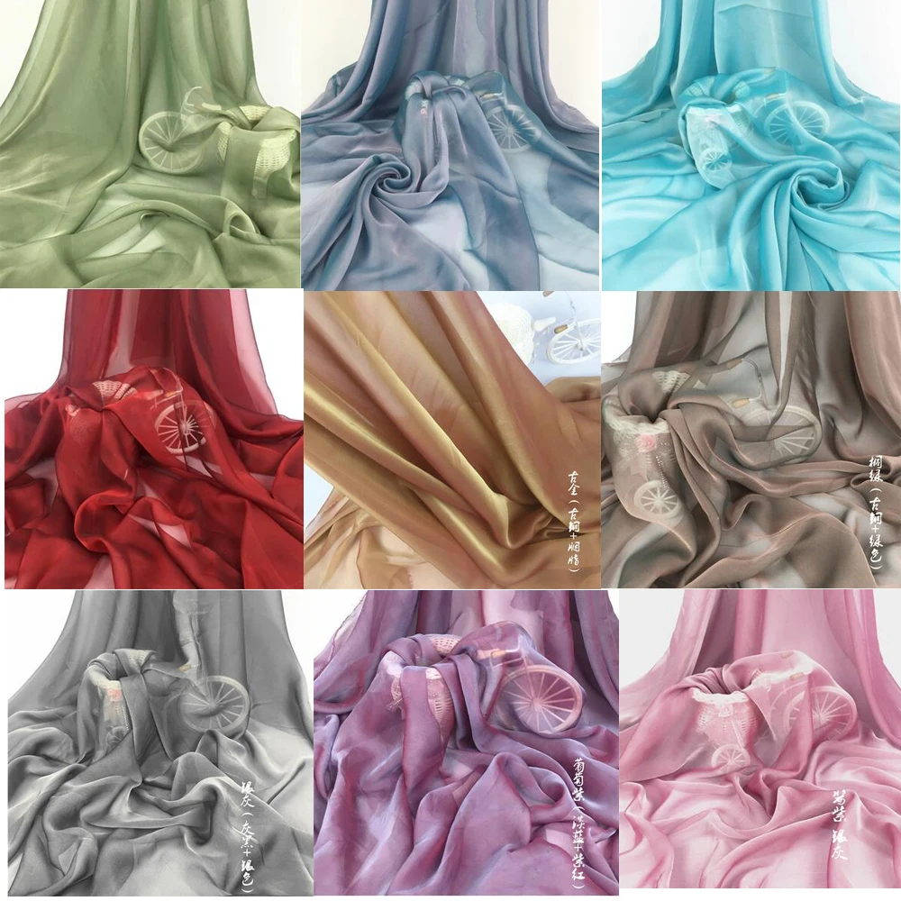 

Ultra-thin Cation Fantasy Double Color Weaving Chiffon 30D Cationic Chiffon Fabrics Artificial Silk for Chinese Costume Clothing