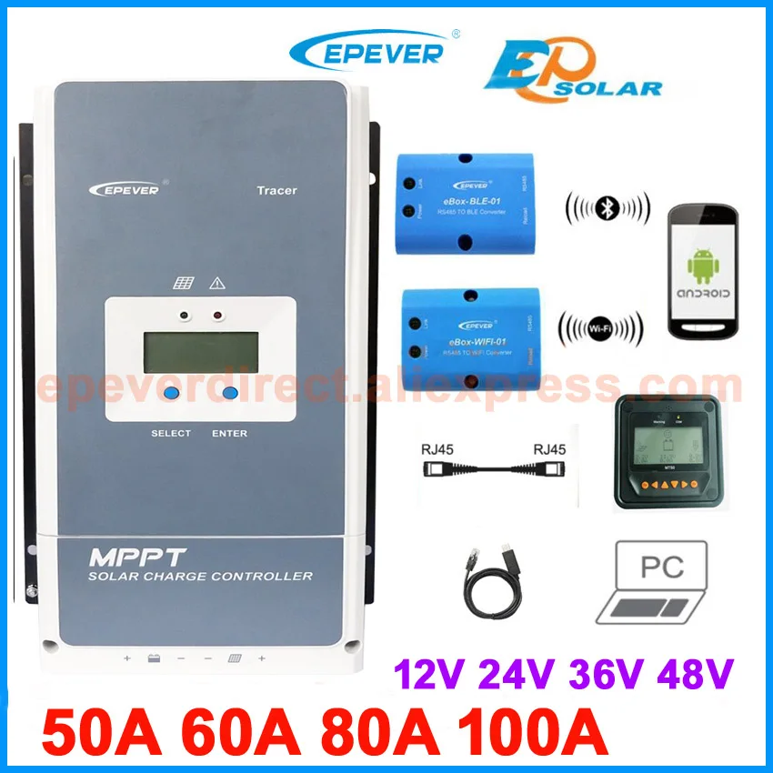 Контроллер зарядного устройства для солнечной батареи EPEVER MPPT 100A 80A 60A 50A 12V24V36V48VAuto