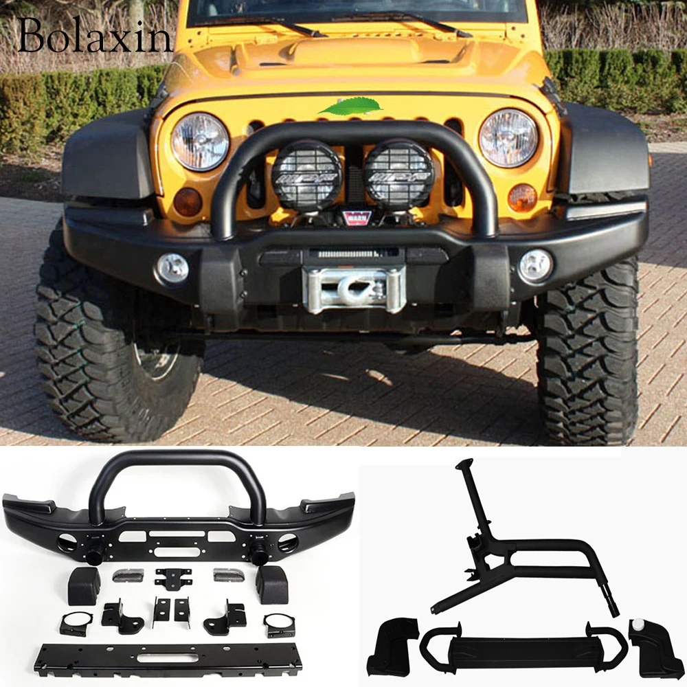 Bolaxin Cool Styling Rock Crawler полная ширина переднего бампера+ полная Ширина заднего бампера с " сцепным приемником для 07-17 Jeep Wrangler