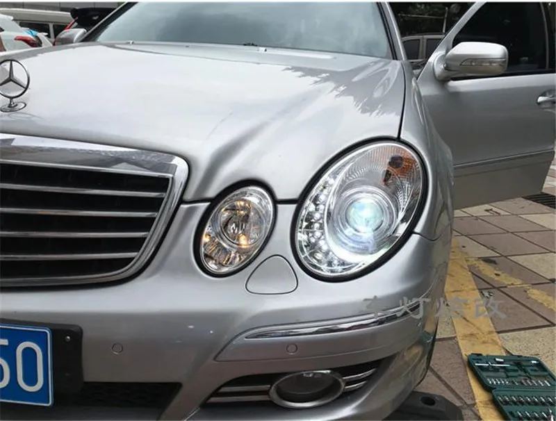 VLAND фабрика для автомобиля фара для W211 головного света 2006-2009 для E200 E240 E280 светодиодный фар H7 ксеноновые линзы+ подключи и играй 35 Вт