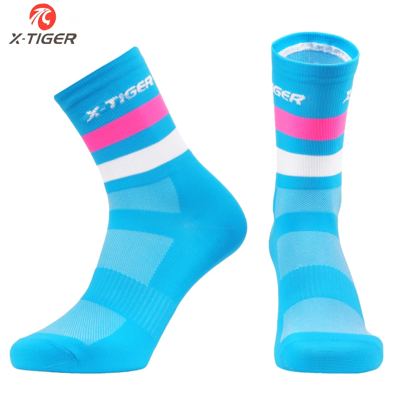 X-TIGER 4 пар/лот профессиональные велосипедные носки дорожные велосипедные носки уличные гоночные велосипедные Компрессионные спортивные носки для мужчин и женщин