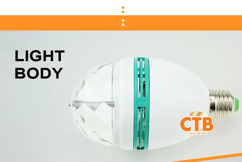 3Вт RGB LED мини фонарики для вечеринки Е27 вращающаяся лампа дискотеки светодиодные