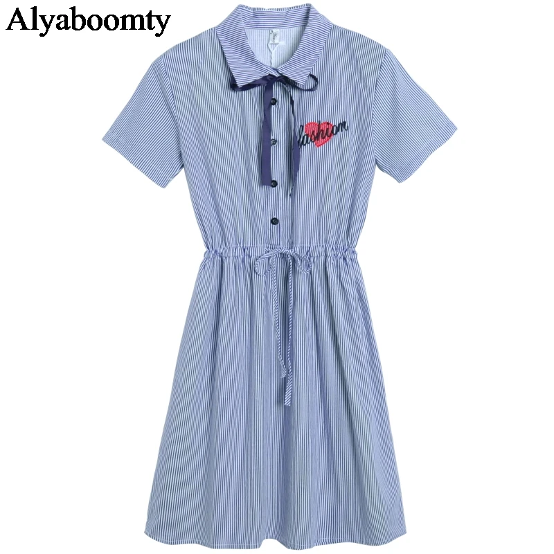 Летнее женское платье в синюю полоску Vestidos De Verano повседневное Свободное с