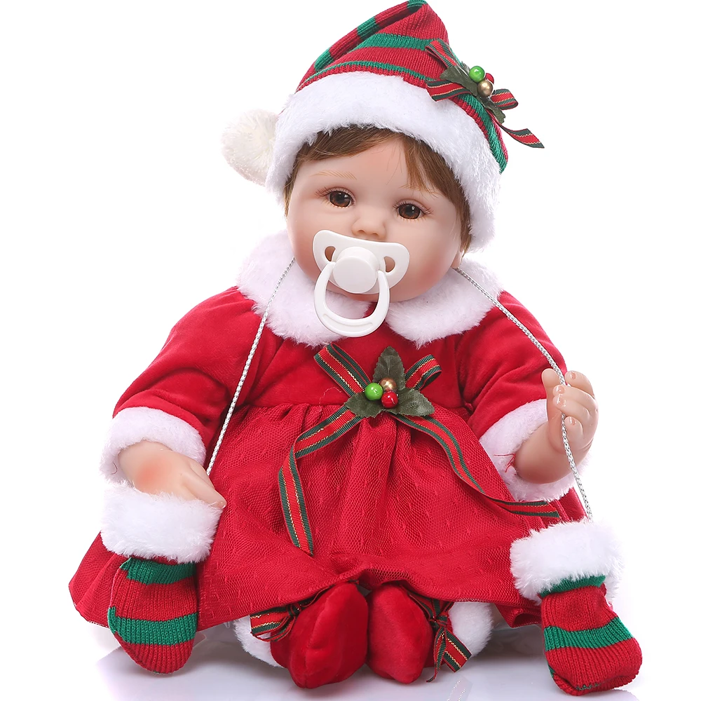 

Cute round face loli Bebe Reborn Doll 45cm Lifelike Soft Silicone Reborn Baby Dolls Toys For Girls Christmas Gift blue eyes Baby