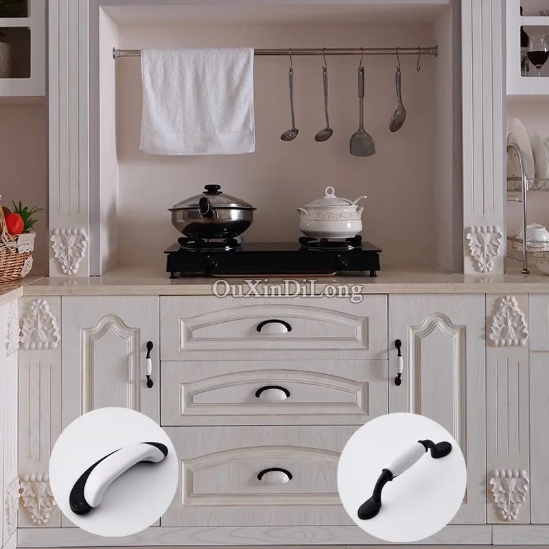 Классическая черно белая европейская кухонная дверная мебель ручки для ящиков