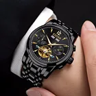 DOM, модный дизайн, мужские механические часы-скелетоны, светящиеся руки, прозрачный стальной браслет для мужчин, роскошный стиль