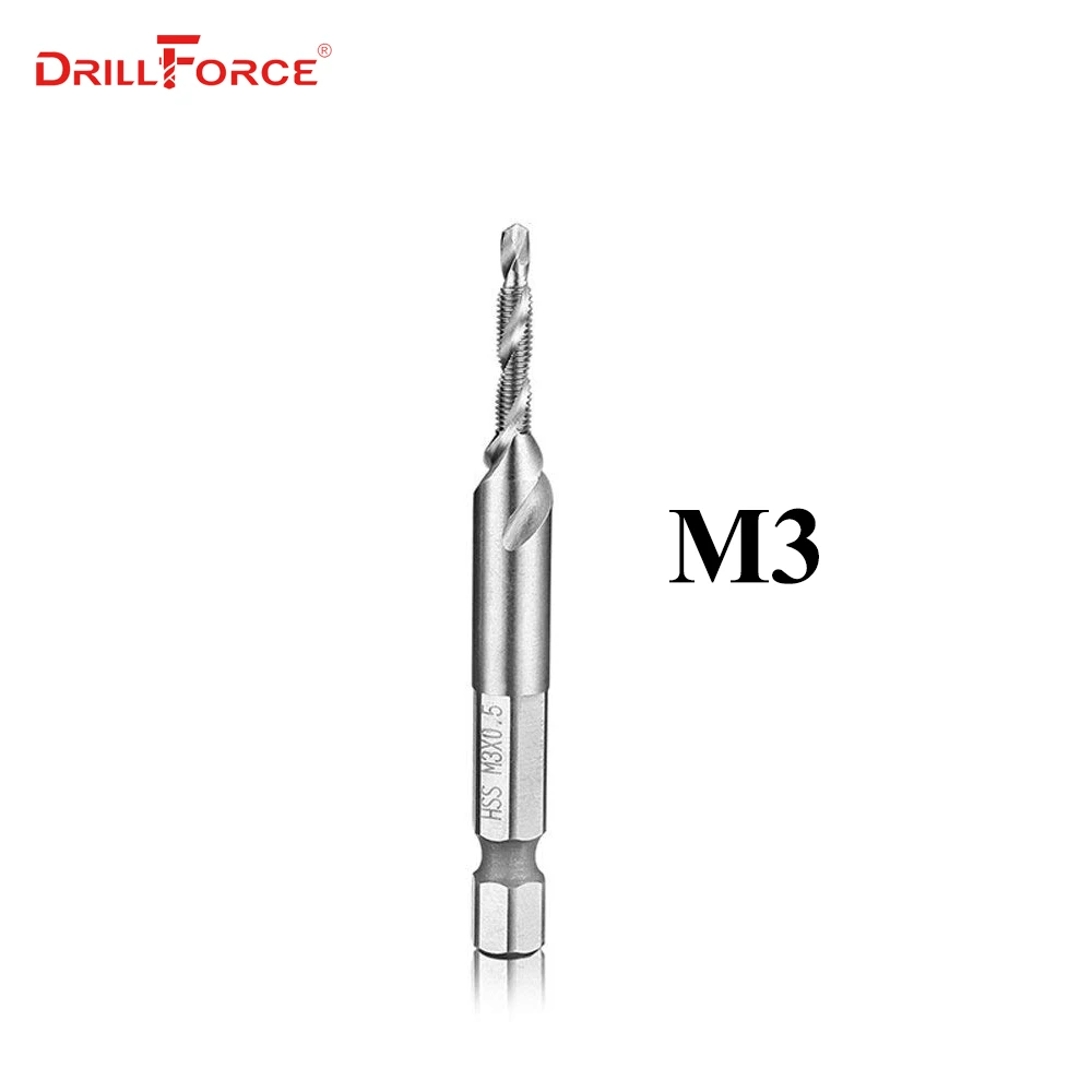 M3(1PC) 6 шт. M3-M10 сверла с винтовым краном HSS краны деревообрабатывающие метрические комбинированные сверла Высокоскоростная сталь яркие 1/" в быстросменной шестигранной - Цвет: M3(1PC)