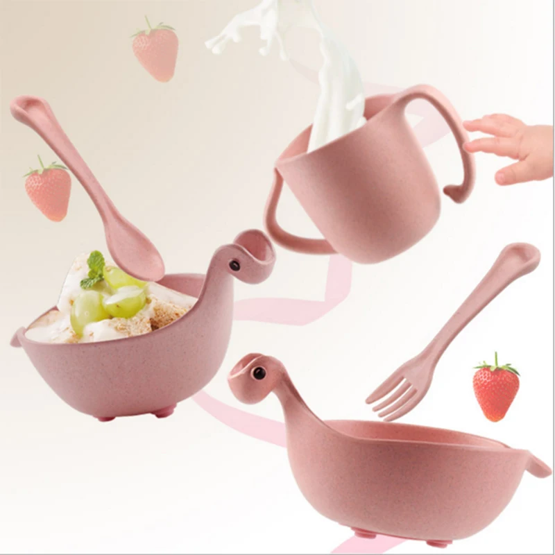 5 шт. мультфильм ужин Посуда комплект Бамбук Волокно детская посуда набор