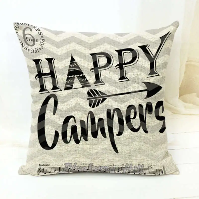Простая наволочка с принтом из мультфильма «Happy Camper» 45X45 см, наволочка для офиса