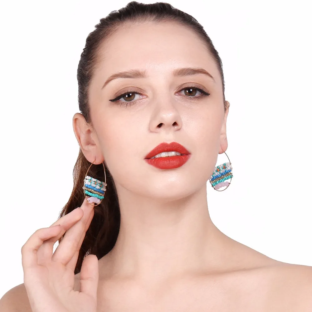 Женские Висячие серьги ручной работы с бусинами серьги-подвески бахромой и