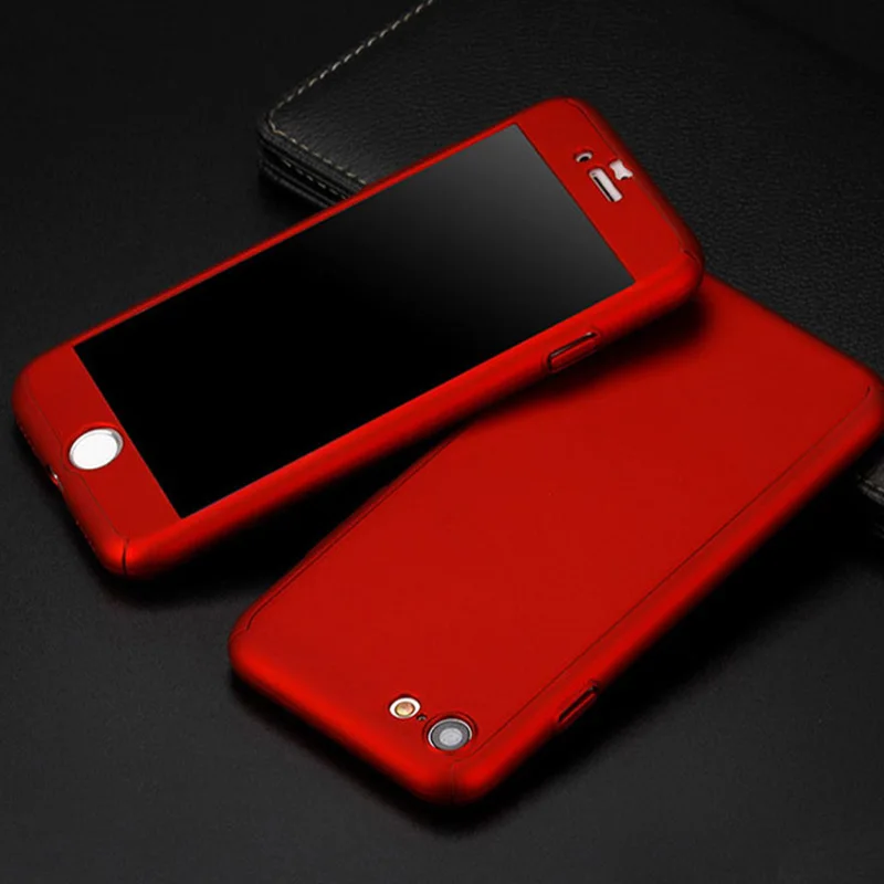 360 полная защита тела Жесткий Тонкий чехол + закаленное стекло для funda iPhone 6 6s 7 8 Plus