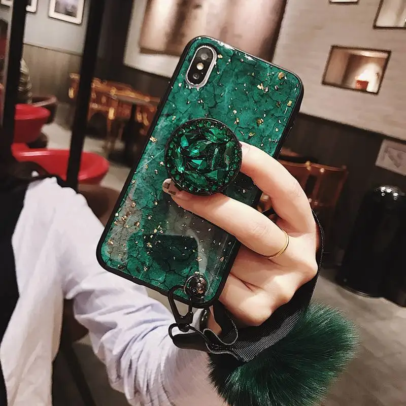 Чехлы для телефонов iPhone X XR XS MAX 7 8 6s Plus кольцо с держателем роскошный Алмазный