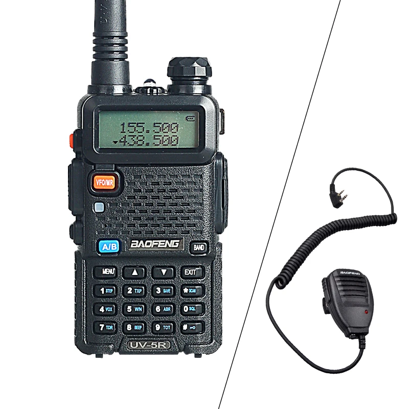 Baofeng Ручной Микрофон Динамик + УФ 5R Рация 5 Вт 128CH Dual Band УВЧ УКВ ЧМ VOX Двойной Дисплей