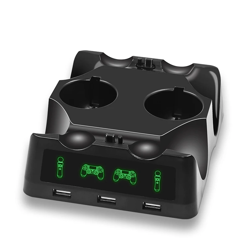 Черный PS4 Move Motion VR PSVR светодиодный зарядное устройство для джойстика подставка Док-станция для зарядки контроллера для PS VR Move PS 4 Dualshock 4/тонкий/Профессиональный джойстик - Цвет: Черный