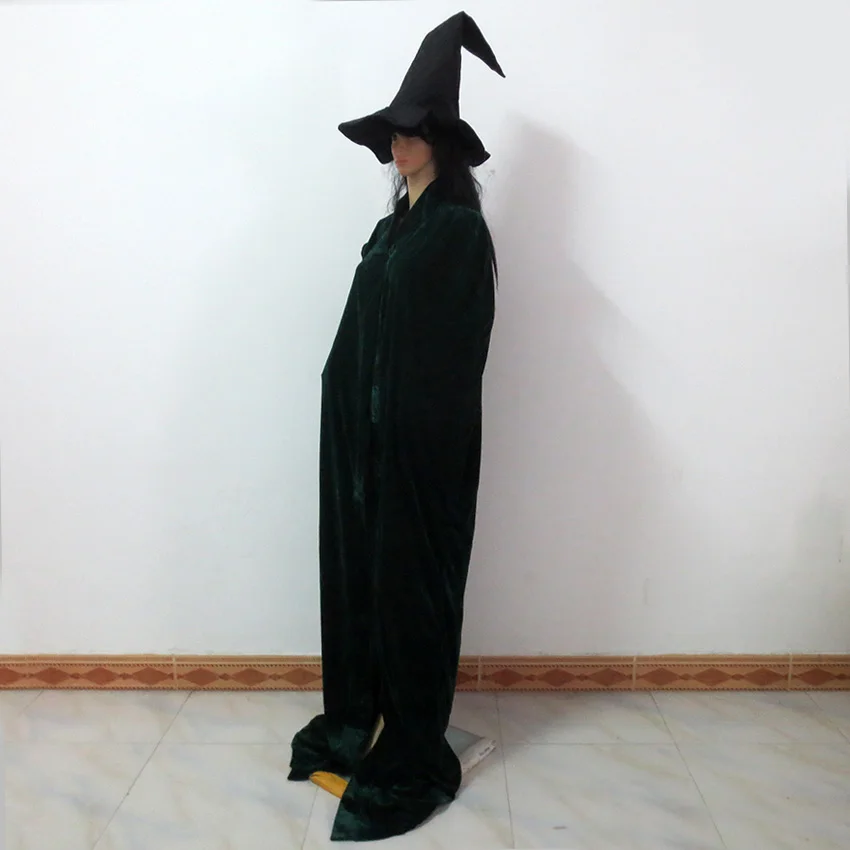 Платье для косплея Minerva McGonagall темно зеленый плащ Тренч костюм Хэллоуина на заказ