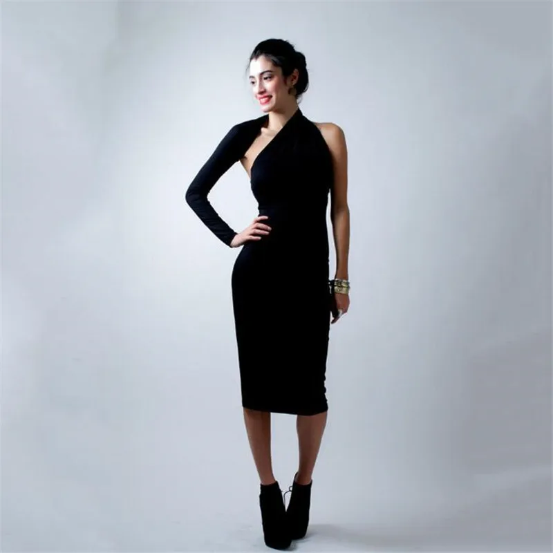 Женская Модальные сплошной черный хлопок элегантные пикантные одно плечо