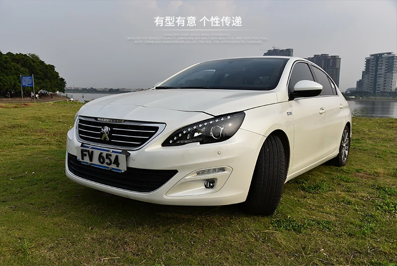KOWELL Стайлинг для peugeot 408 фары- 408 светодиодный светодиодные дневные ходовые огни на передних фарах Биксеноновые линзы дальнего ближнего света парковки
