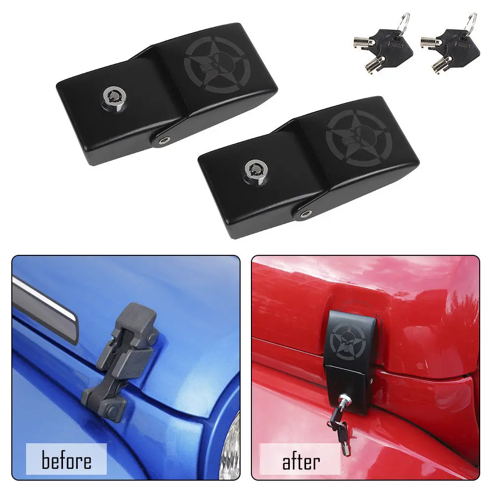 Для 2007 2017 для Jeep Wrangler JK защелка капота замка застежка кронштейны Череп 2 шт.|Защита