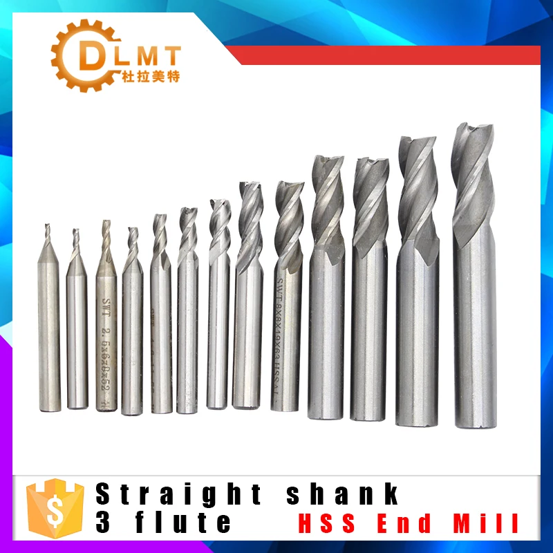 1 шт. HSS CNC с прямым хвостовиком 3 Флейта концевая фреза сверло