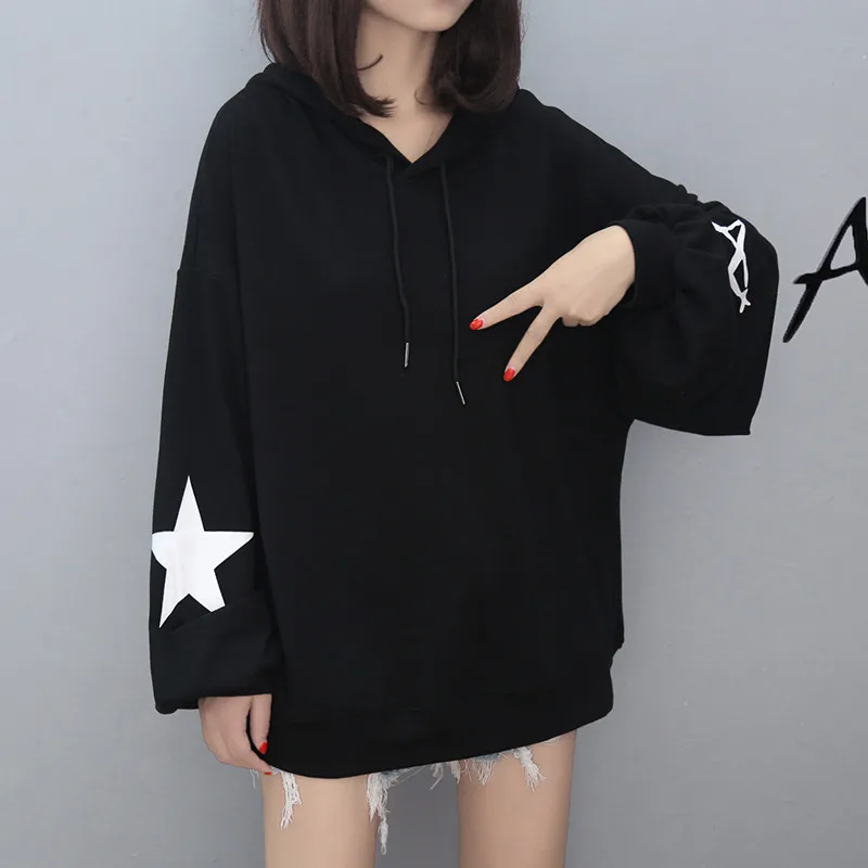 Free Shipping 2017 Autumn and Winter New Fashion Sweatshirt Women Hooded Loose Star Print Casual Woman ZY | Женская одежда