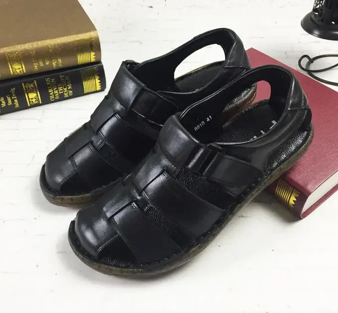 2017 Новый высокое качество Натуральная Кожа Мужчины Сандалии Черный Коричневый