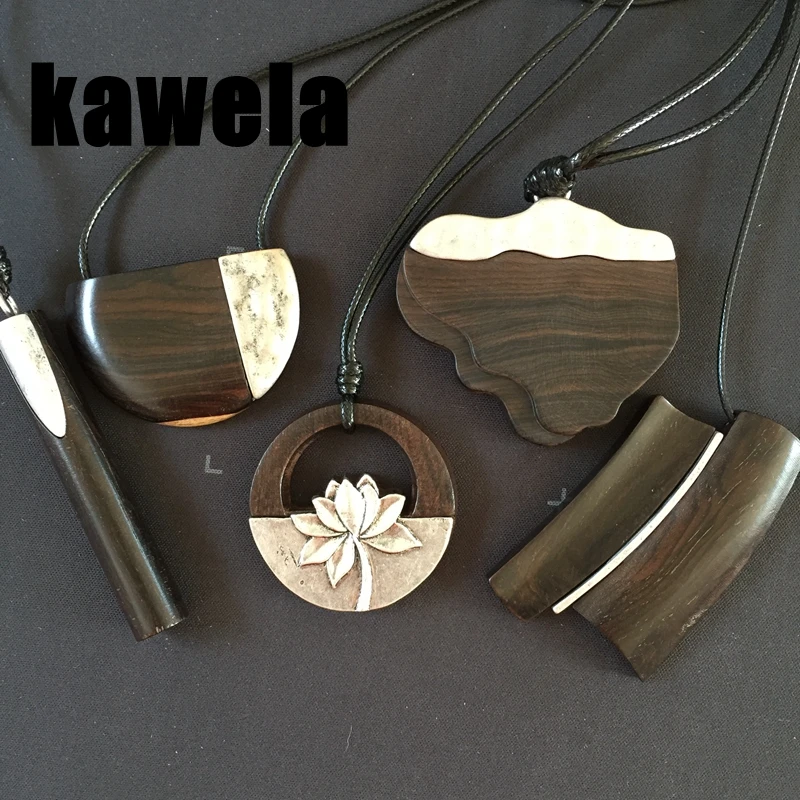 

New Fashion Sandalwood Lotus Clouds Cylinder Pendant Adjusted Necklace Wooden Jewelry