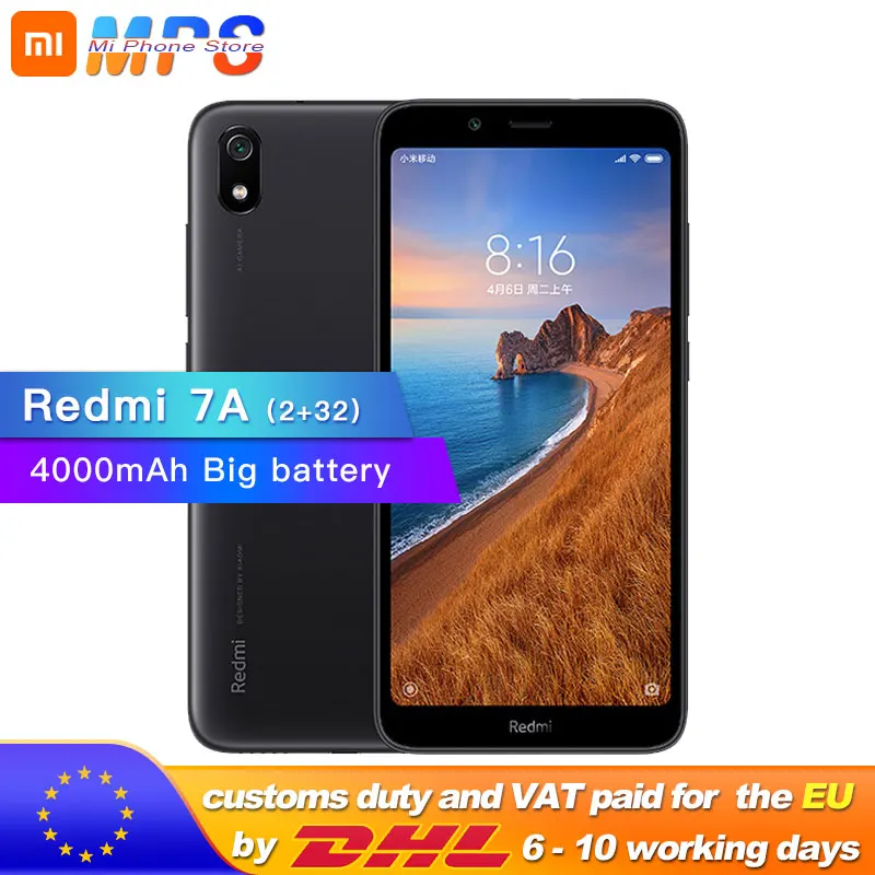 Xiaomi Redmi 7A 7 A 2 Гб ОЗУ 32 ПЗУ 5 45 &quotSnapdargon 439 Восьмиядерный мобильный телефон 4000 мАч