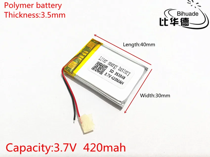 Литий полимерная аккумуляторная батарея для Mp3 Mp4 Mp5 3 7 В 420 мАч 353040 DIY|battery for mp3|for