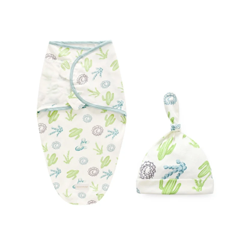 green cactus S Пеленки для новорожденного+ шляпа наборы хлопок детское одеяло для новорожденных Фотография реквизит постельные принадлежности мультфильм спальный комплект для младенца 0-6 месяцев - Цвет: green cactus S