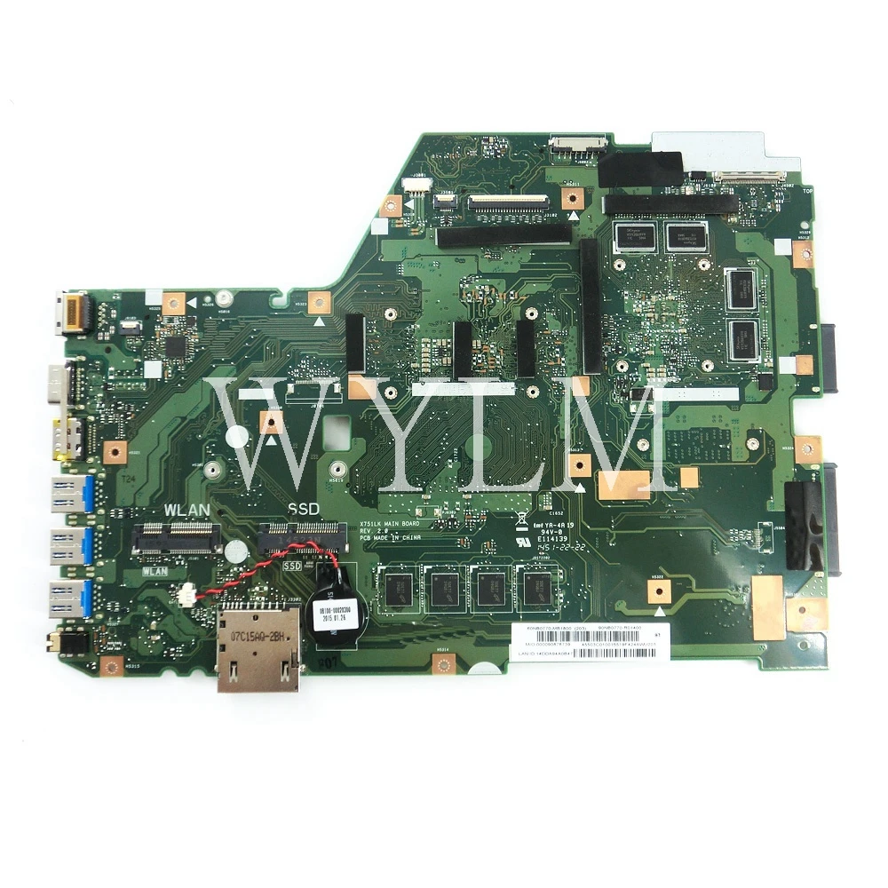 X751LK MB. _ 4G/I5 4210U/AS GTX850M 2GB W/SSD для ASUS X751L K751L X751LX A571L R752L R752LD Материнская плата ноутбука