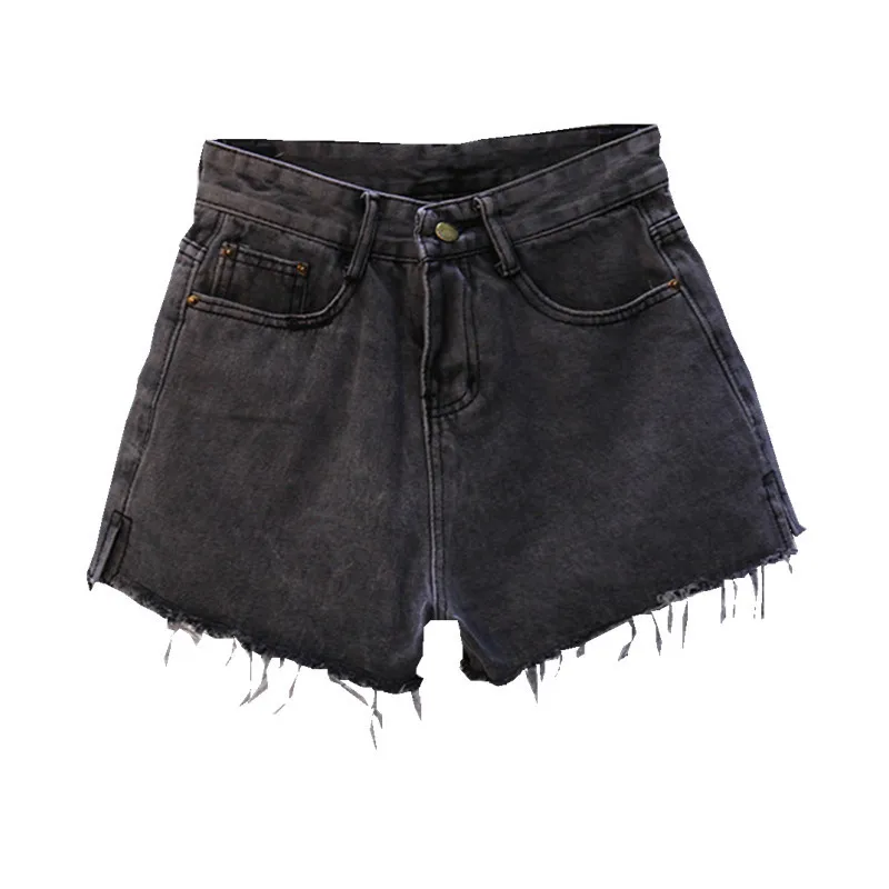 Дымчато-серые ковбойские шорты женские летние 2019 новый стиль высокая талия