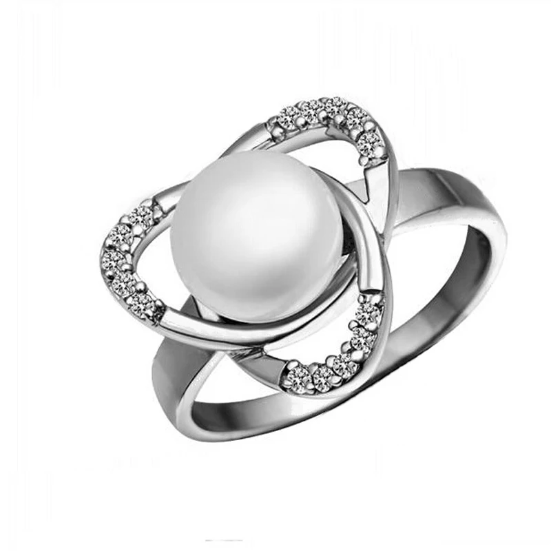 ring size 17mm Модные Австрийские кристаллы для женщин, Пресноводный Жемчуг, треугольная подвеска, ожерелье/серьги/кольца, ювелирные наборы - Окраска металла: ring size 17mm